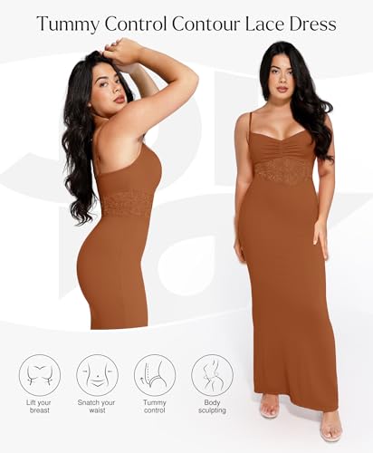 Popilush Shaper Dress Lace Formal Maxi Dresses with Built in Shapewear Corset Cocktail Party Dress Evening Gown4