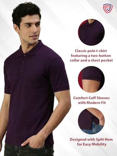 Image of Lux Cozi Men's T-Shirt with Chest Pocket | Polo T-Shirt for Man | Plain Casual Stylish | Half Sleeve| Cotton Blend Collar Polo T-Shirts for Men