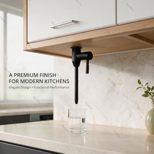 Image of Backline Matte Black SS 304 Stainless Steel RO Water Purifier Faucet Tap with 1 /4 Inch Pipe & Fittings - Leakproof Cabinet Mount Extender for Kitchen RO System