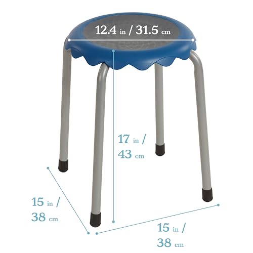 Image of ECR4Kids Daisy Stackable Stool Set, Flexible Seating, Blue, 8-Piece