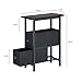 TRIFEBLE End Table Set 2 with Charging Station, Narrow Side Table with 2 Fabric Drawers, Skinny Nightstand with LED Light, Slim Bedside Table for Bedroom, Living Room, Small Spaces, Black