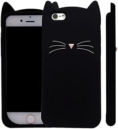 iPhone 6S Case, XINSIR Cute 3D Black Meow Party Cat Kitty Whiskers Soft Silicone Case for Apple iPhone 6/6S 4.7inch (Cat Whiskers-Black)