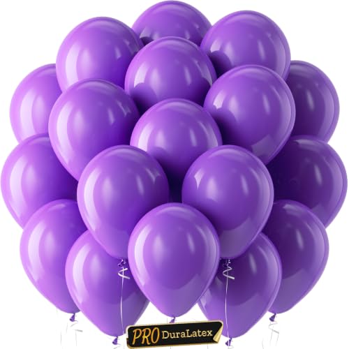 Image of Bezente Pro Duralatex Purple Extra-Thick Balloons 120 Pack 10 inch | Matte Purple Balloons for Wedding Graduation Halloween Birthday Party Decorations