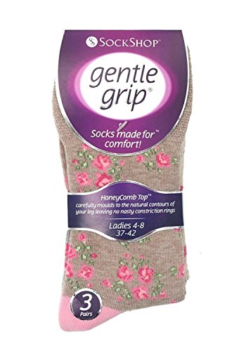 NIEUWE LADIES 12 PAIR MULTIPACK GENTLE GRIP NON-ELASTIC MIXED VINTAGE ROSE 47 SOKEN