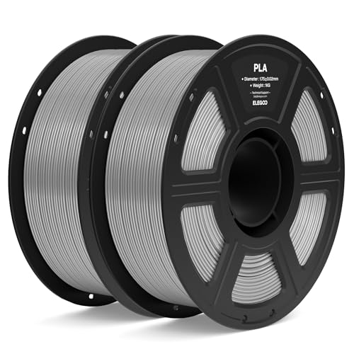 Image of ELEGOO PLA Filament 1.75mm Gray 2KG, 3D Printer Filament Dimensional Accuracy + /- 0.02mm, 2pcs 1kg Spool(2.2lbs) Fit Most FDM 3D Printers