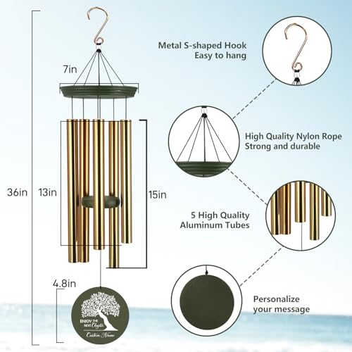 Image of Astarin Personalized Retirement 2026 Wind Chimes for Happy Retire | Dad Mom Happy Retire Gifts Personalized Deep Tone 30 /36 inch Wind Chimes, Retirement Gifts for Teachers, Nurses, Coworkers