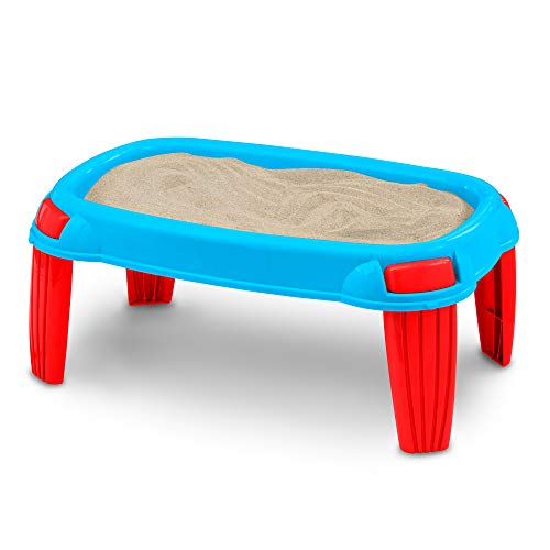 American Plastic Toys Kids’ Outdoor Sand Table, Backyard Sand Designs, Molds, and Castles, Sand Stays Dry with Waterproof Tarp Included, Safe BPA-Free Plastic, for Ages 18 Months+ , Beige