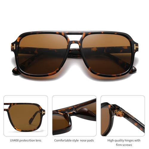 Retro Classic Aviator Sunglasses - Unisex Rectangle Shades for Sun Protection, Trendy & Vintage Eyewear for Men and Women YJ22023