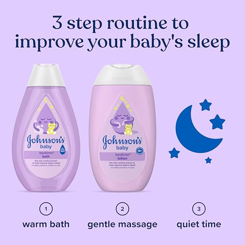 Image of Johnson's Moisturizing Bedtime Baby Lotion with Coconut Oil & NaturalCalm Aromas to Help Relax Baby, Hypoallergenic & Free of Parabens, Phthalates & Dyes, Mild Baby Skin Care, 13.6 fl. oz