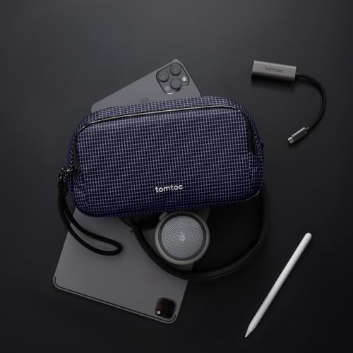 Image of tomtoc Electronic Organizer Travel Case Performance, Water Resistant Dual Compartment Cable Organization Storage Bag for Charger, Cord, Phone, Hard Drive, Power Bank, Accessories Travel Essentials