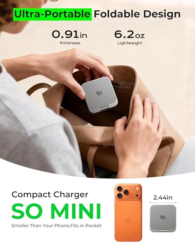 Image of 3 in 1 Charging Station for Apple - Qi2.2 25W Magnetic Wireless Charger for iPhone 17, Apple Watch, AirPods, Travel Fast Charging Foldable Stand with 45W GaN Adapter, Aluminum Alloy Design