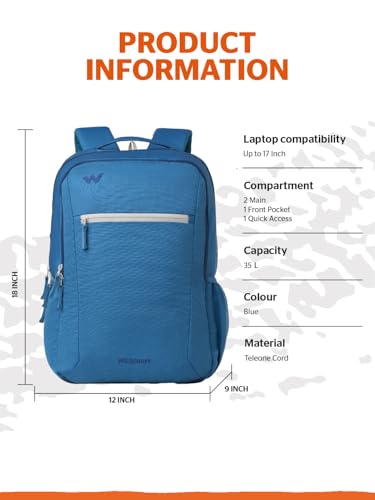 Image of Wildcraft Ranger 35 Laptop Backpack With RainCover for Man & Women, 35L Ideal bags for men Office use /School /College Boys and Girls, 2 Compartment Bag