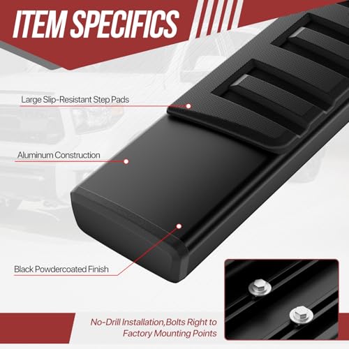 Estribos laterales 6" aluminio negro compatibles con Chevy GMC 2007-2019 miniatura 2