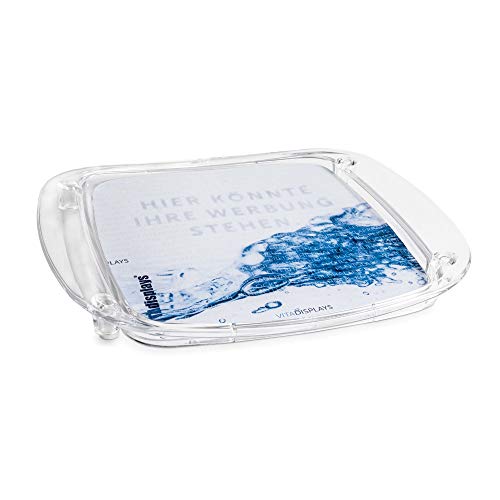 VITAdisplays® Cash-Tray ECONOMY Plateau à monnaie transparent personnalisable avec insert en papier