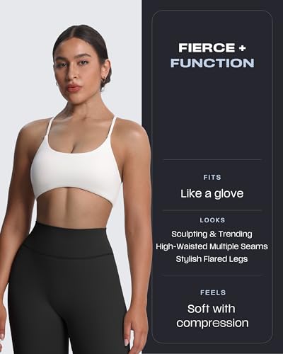 Aoxjox Flare Leggings for Women Trinity Tummy Control High Waisted Wide Leg Yoga Pants 29\" (Black, Medium)