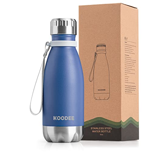 9 Oz Stainless Steel Insulated Water Bottle Double Wall Vacuum Leak Proof Cola Shape Metal Sports Water Bottles (royal Blue)