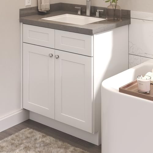 Image of Furinno Shaker Bath Vanity Cabinet Without Top, Ready to Assemble, 21 D x 30 W x 34.5 H, White