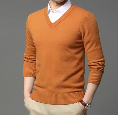 Men’S Classic V-Neck Knitted Solid Color Pullover Sweater Long Sleeve Casual Jumper Top4