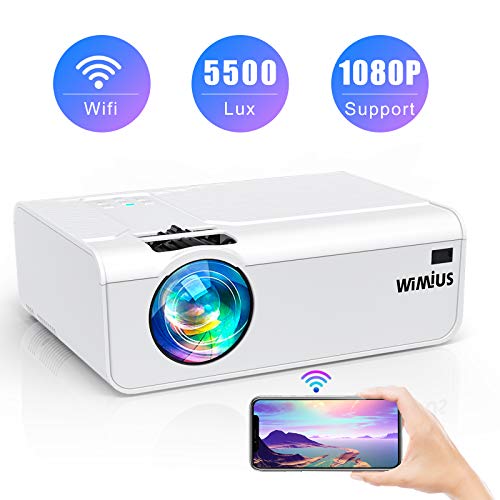 WiFi Projector,WiMiUS 5500 Lumen Mini Portable Projector 1080P Full HD Wireless Mirroring Mirroring 200" Home theater Projector With Dolby Compatible with PC/Smartphone/TV Box/DVD/PS3/PS4
