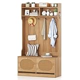 Photo Gallery costway 4 in 1 stand appendiabiti da terra, panchina con appendiabiti e cassetti a ribalta, attaccapanni da ingresso con 6 ganci doppi e ante, ideale per ingresso soggiorno guardaroba, 101,5x40x180 cm Photo Gallery costway 4 in 1 stand appendiabiti da terra, panchina con appendiabiti e cassetti a ribalta, attaccapanni da ingresso con 6 ganci doppi e ante, ideale per ingresso soggiorno guardaroba, 101,5x40x180 cm