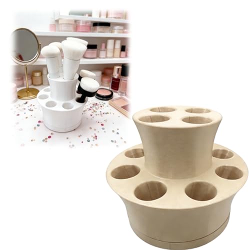 Large capacity Brush Organizer Stand – For PinkFresh Studios 1″, for Simon Hurley Medium&Pigment Pouncers Brushes–Two‑Tier Desktop Storage for Blending & Painting Tools (Apricot)