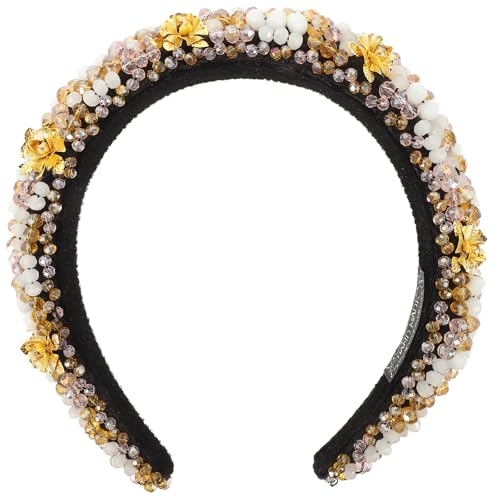 minkissy Baroque Rhinestone Headband, Wide Velvet Padded Hairband for Women Elegant Hair Accessory for Parties Weddings, and Daily Wear