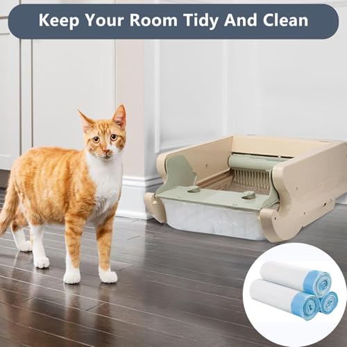 75 Stück Katzenklo Beutel, Biologisch Abbaubreie Mülltüten für Katzentoiletten,Mülltüten mit Tragegriff Selbstreinigende Katzentoilette Müllbeutel Katzentoilettenbeutel mit Zugbänder