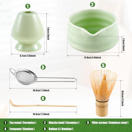 Set tradicional de té Matcha con accesorios cerámicos miniatura 4