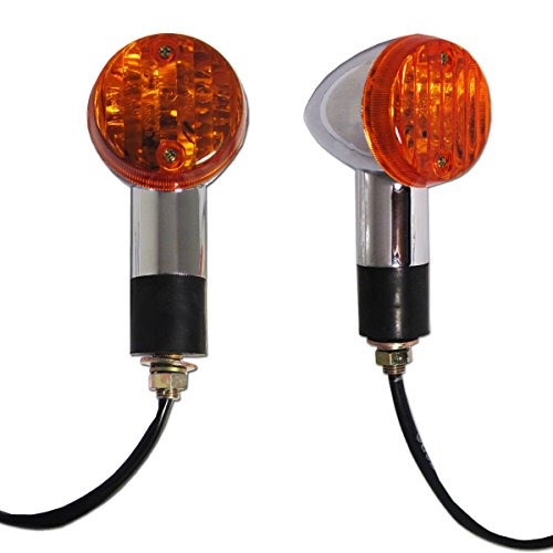 Chrome Motorcycle Round Mini Bullet Turn Signal Blinker Indicator Lights Pair for Kawasaki Vulcan 800, 1500, 1600