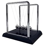 Newtons Cradle Balance Balls,Pendulum Balls with Black Base,Newtons Cradle Pendulum,Desk Decor for Men,Physics Toys,Metal Creative Ornament Crafts,Mind Bending Desk Sculpture - Black
