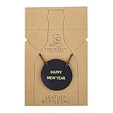 SB Design Studio F1467 - Etiqueta para botella (piel), color negro, algodón, Feliz Año Nuevo, 2-inches