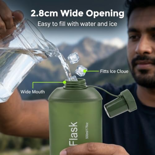 Image of PROBEROS Soft Flask 500ml TPU Collapsible Water Bottle with Soft Bite Valve for Running Hiking Cycling Outdoor Hydration
