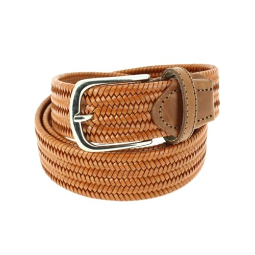 Ceinture tressée Tressia : le cuir italien marron miel uni contre l'usure des trous