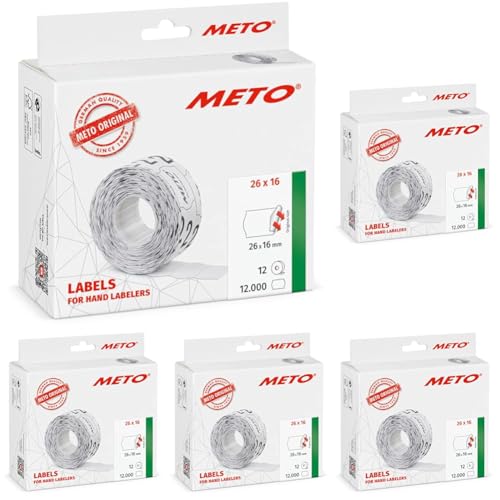 Étiquettes Meto autocollantes permanentes 26x16 mm fond blanc lot de 12 000