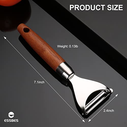 Essbes Fruit And Vegetable Peeler-Stainless Steel Material + Sapele Solid Wood Handle Potato Peeler Hand, Cloth Wheel Mirror Polishing Process Food Scraper Tool, Suitable For Vegetables And Fruits #TOP5