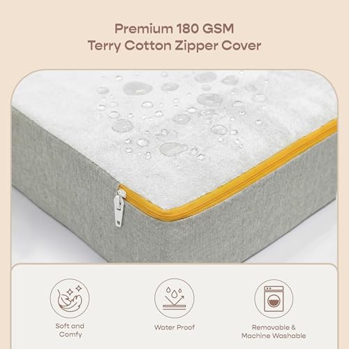 Image of SleepyCat Natural Latex Baby Mattress | Firm Support for Healthy Spinal Growth & Development | Toxin-Free GOLS Certified 100% Natural Latex Crib Mattress | Soft, Waterproof Cover (Grey, 52x28x4 inch)