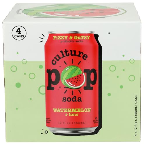 Culture Pop Soda Watermelon Lime & Rosemary Sparkling Soda 4pk, 12 FZ