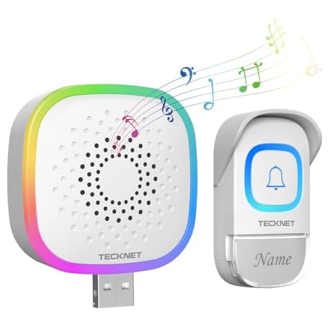 TECKNET Mini Wireless Doorbell with RGB Light Cover
