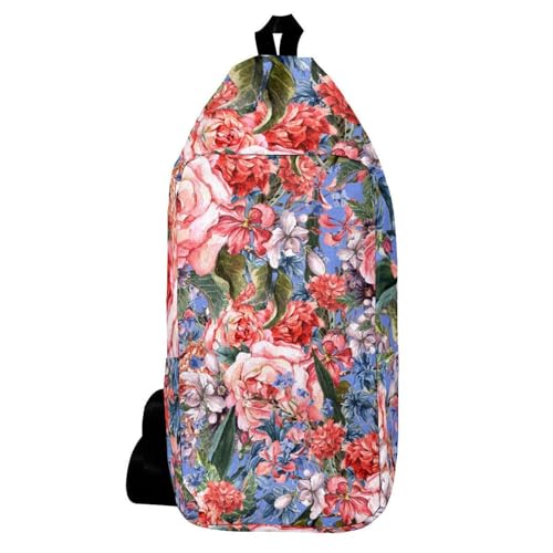Sac à dos à bandoulière ergonomique et léger à motif roses multicolore