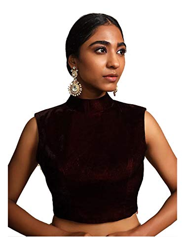 Women's Readymade Blouse For Sarees Indian Designer Velvet Bollywood Padded Stitched Crop Top Choli