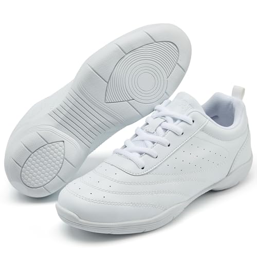 Image of Cheer Shoes Girls White Dance Shoes Youth Cheerleading Sports Training Athletic Comfortable Shoes Flats Girl