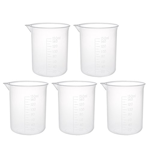 uxcell 5pcs Measuring Cup Labs PP Graduated Beakers 150ml