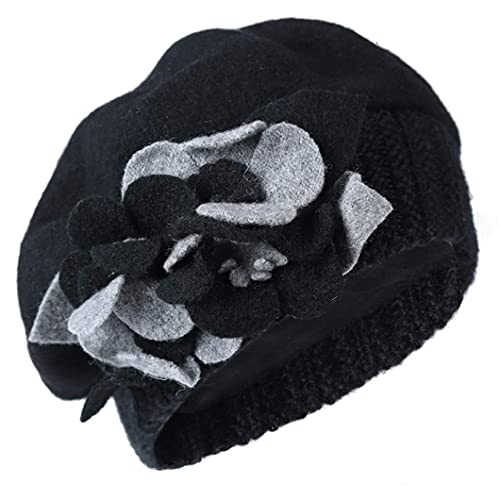 Women's Wool Beret Vintage French Beret Beanie Dress Winter Hats Hy022 (Hy023-Black) #TOP1