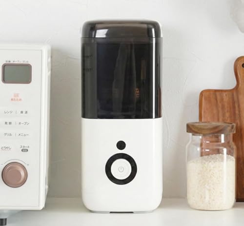 [5合対応 1年保証付き]atRise 精米機 コンパクト スリム デザイン 幅15cm 省スペース 米ぬか活用 ホワイト