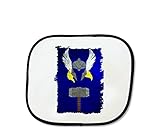 Medidas aprox: 36 x 44 cm. MERCHANDMANIA Parasol HEROE Vikingo Martillo Valhalla sunshield Coche