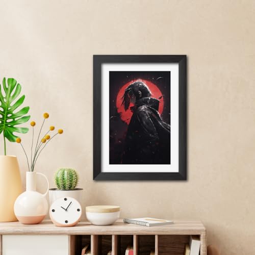 Image of TenorArts Itachi Poster Naruto Anime Laminated Posters Photo Frame Painting with Matt Finish Black Textures (12inches x 9inches)