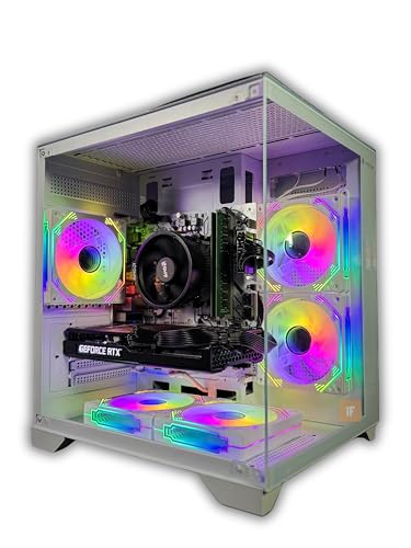 Cpu PC Gamer Ryzen 5 5500, RTX 3060 12GB, 16GB RAM, SSD NVMe 500GB, Gabinete Aquario RGB Branco