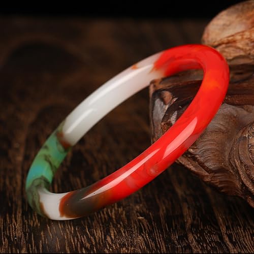 Bracelet en jade pour femme - Bijou bonne chance rond rouge Feng Shui
