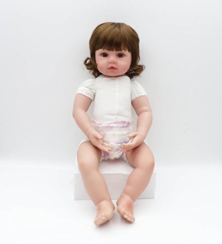 Pinky 24 Inch 61Cm Lovely Reborn Baby Girl Doll Reborn Toddler Realistic Looking Lifelike Baby Doll Vinyl Soft Silicone Babies Black Hair Xmas Gift #TOP6