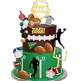 28 Pieces Football Cake Topper Football Players Cupcake Toppers Rugby Ball Happy Birthday Cake Picks Sports Theme Cake Decorations for Game Day Birthday Party Baby Shower Supplies